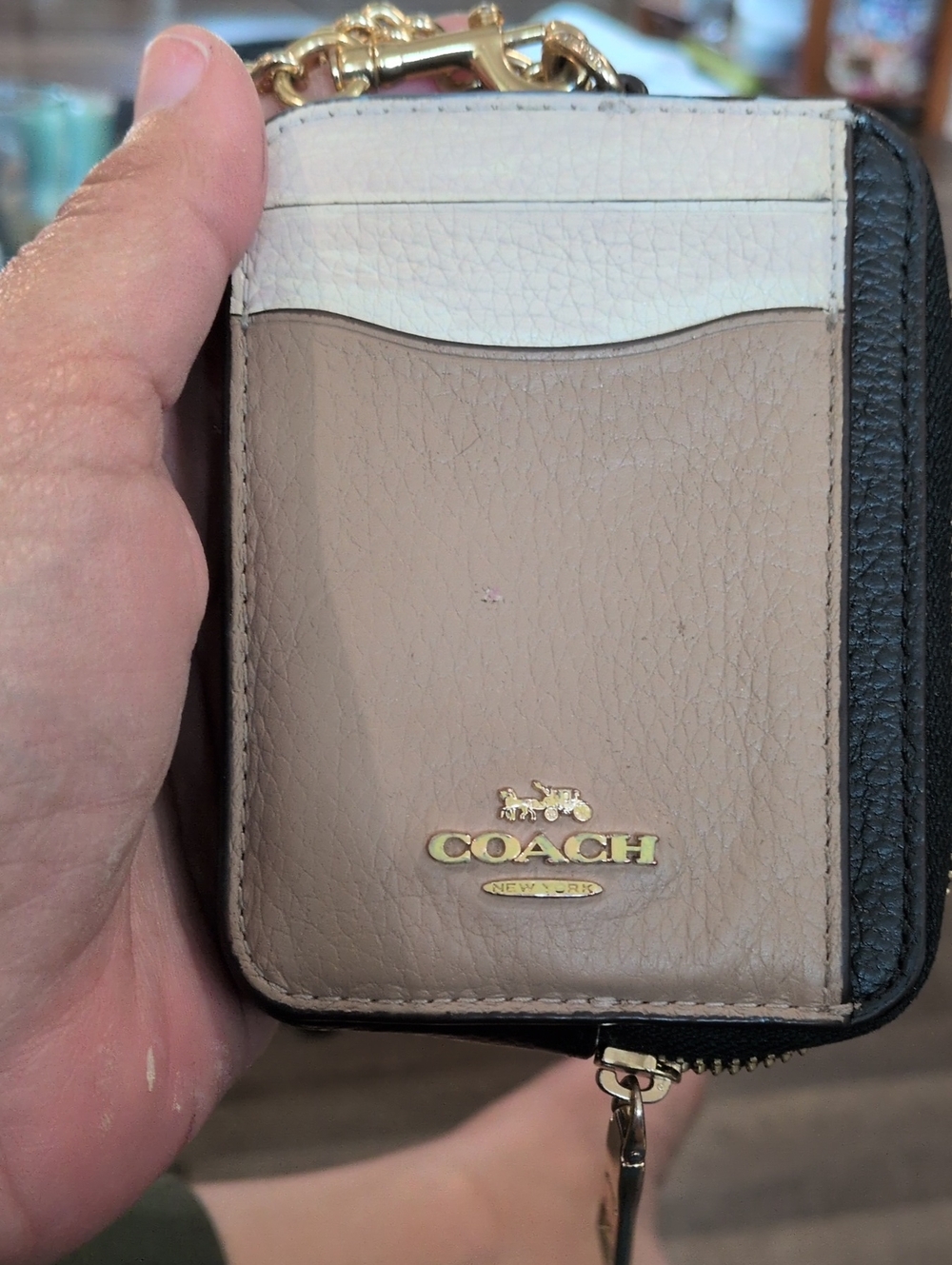Coach Keychain Tri-Color Leather Card Case